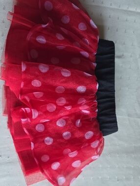 Disney Red Polka Dot Tulle Skirt with Black Waistband